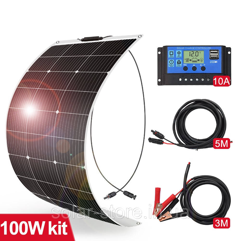 Гнучкка сонячна панель, батарея 100W комплект Dokio DFSP