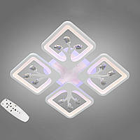 Светодиодная люстра 85 Вт "квадраты с веточками" на пульте д/у цвет каркаса белый D-S9268/4WH LED 3color dimme