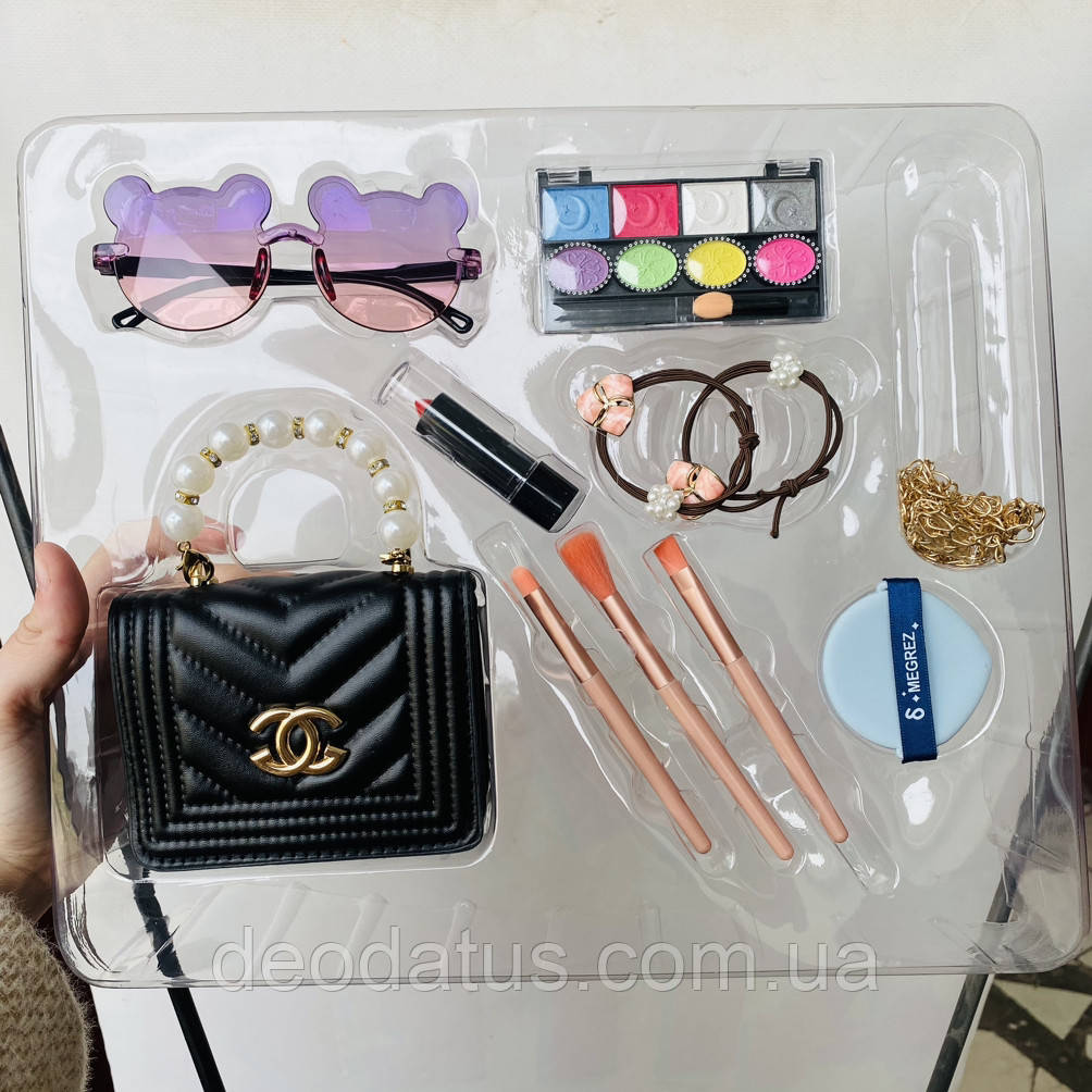 Набір косметики для дівчаток стильні аксесуари сумка окуляри біжутерія A3