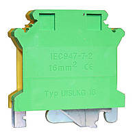 Клемма "PE" КНГз-UK-USLKG-16 101А, 4-16мм2, винтовая, желто-зеленая, наборная на DIN-рейку, без маркера TNSy