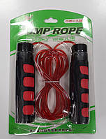 Скакалка с подшипниками и неопреновыми ручками SP 8873, толстый шнур, утяжелители в ручках, вес 635г!!! чёрный с красным