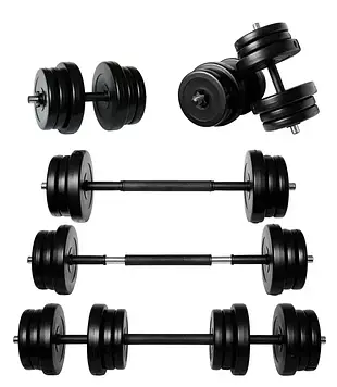 Комплект гантелей 52 кг чорні розбірні 3 в 1 для домашніх тренувань силове обладнання