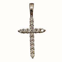 Серебряный крестик, серебряный крест в камнях, декоративный подвес