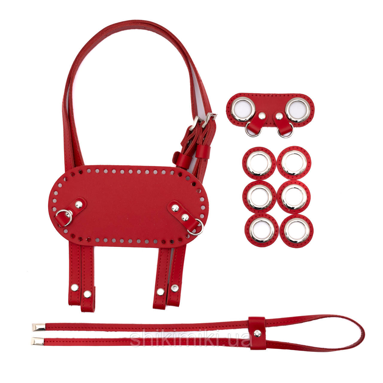 Комплект із натуральної шкіри для рюкзака Malta, колір Червоний, фото 1