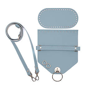 Комплект для сумки Монік зі шкіри, колір Сіро-блакитний