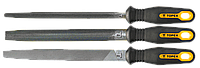 Напилки по металу TOPEX, набір 3шт (06A721, 06A722, 06A725), рукоятка двокомпонентна, 200мм