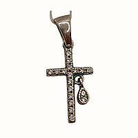 Серебряный крестик, серебряный крест в камнях, декоративный подвес