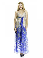 Женский сарафан Rica Mare летнее платье для беременных длинное сине-бежевого цвета размер 44 S