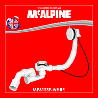 Сифон для ванни автоматичний з ревізією білий MP31SSF-WHBR SLIM McAlpine