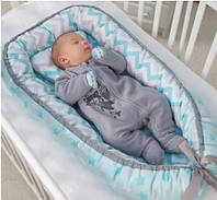 Кокон гнездышко для ребенка, размер 90х65 см, поплин, Универсальный голубой топ Happy Lina TeraMarke