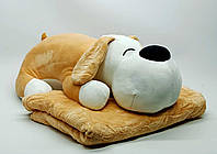 Мягкая игрушка Shantou "Собака" с пледом 50 см бежевая L15102-2