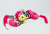 Мягкая игрушка Yi wu jiayu Обезьянка на липучке розовая M16894-2