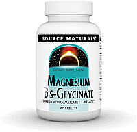 Source naturals magnesium bis-glycinate 60 таблеток, магний бисглицинат