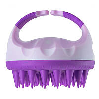 Силиконовая щетка для мытья волос цвет двух фиолетовый. Массажер щетка для головы. Щетка-шабер