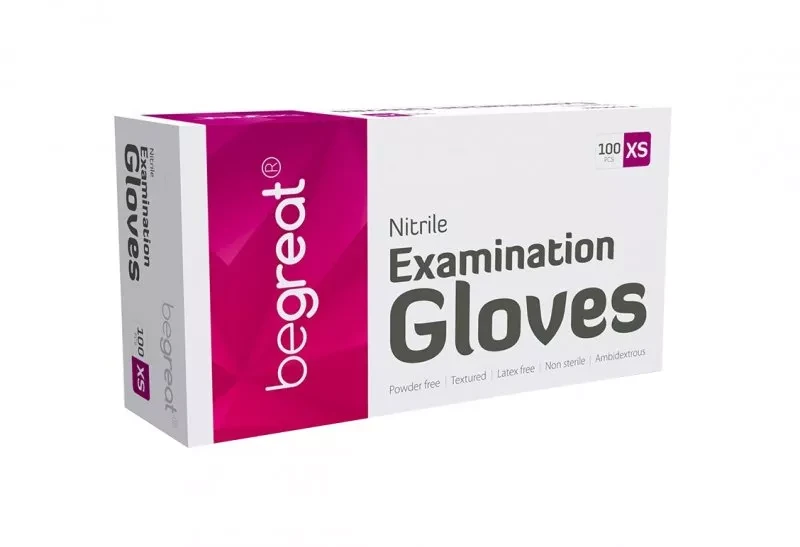 Рукавички нітрилові Begreat ніжно-рожеві 50 пар XS, фото 1