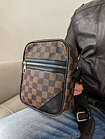 Удобная мужская барсетка косметичка на ремне Луи Виттон, классическая сумка планшет Louis Vuitton