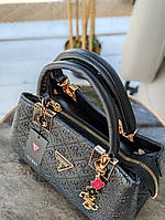 Стильная маленькая женская черная сумочка Guess mini из экокожи, модная сумка гесс для девушки