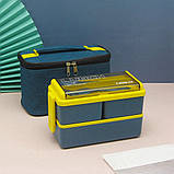 Ланч набір 3в1 Ланч-бокс з приладами на 1400мл і термосумкою ланч-бег - синій, фото 7