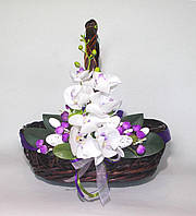 Великодній Декор для кошика "Орхідея", стрічка з квітами, Великдень 2023