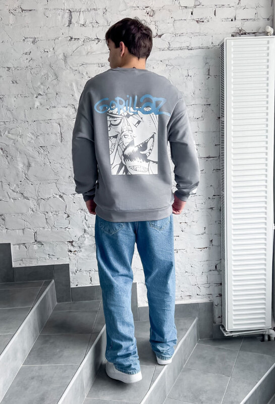 Оверсайз світшот сірого кольору Staff gz oversize
