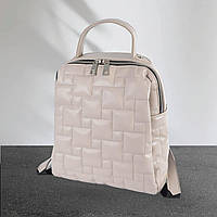 БЕЖ ТАУП - качественный стеганый элегантный рюкзак от украинского производителя на два отделения (Луцк, 753)