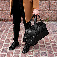 Городская дорожная сумка мужская Dalas черная из эко кожи для тренировок и поездок на 24 литра