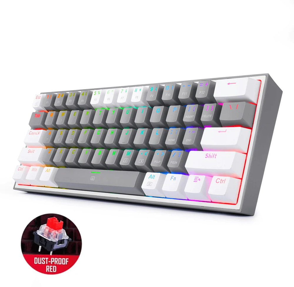 Игровая клавиатура Redragon fizz k617 серый/белый с подсветкой геймерская механическая клавиатура редрагон 617 - фото 1 - id-p2140443421