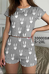 Піжами жіночі футболка+шорти норма S.M.L.XL.2XL.XL