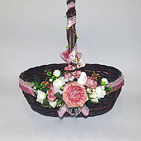 Пасхалный декор для кошика "Елегантність", 15*26см, стрічка з квітами, Ведикдень