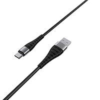 Кабель BOROFONE BX32 USB to Type-C 2.4A, 1m, nylon, aluminum+TPE connectors, Black