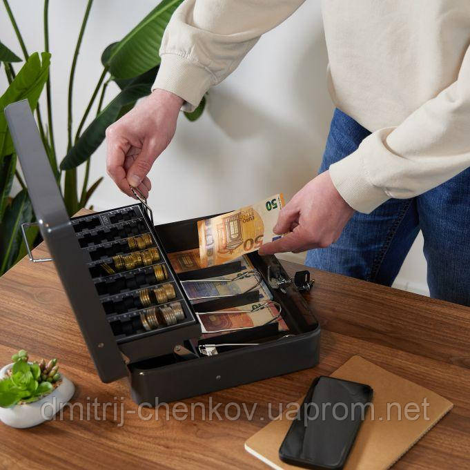 Каса з дошкою для підрахунку монет євро Сірий и Срібло