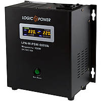 Джерело безперебійного живлення LogicPower LPA-W-PSW-500VA (350Вт)2A/5A/10A, Lin.int., AVR, 1 x евро, LCD,