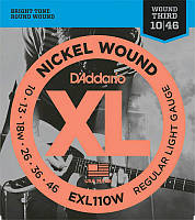 Струны для электрогитары 6 шт D'Addario EXL110W Nickel Wound Regular Light Electric Wound 3rd ZR, код: 2660108