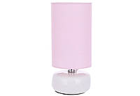 Лампа настольная с фарфоровым основанием и розовым тканевым абажуром Bella, 10*22.5см., (242-198)