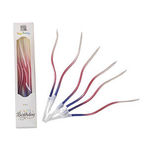 Свічки для торта "Хвилясті" 6 шт. ОМБРЕ металік синій рожевий білий