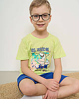 Комплект для мальчика футболка с шортами Акула, Салатовый, Рост 98-104 (3-4 года)