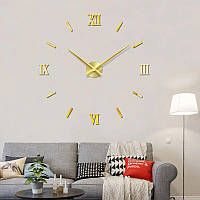 Часы настенные подвесные бытовые для дома 3D DIY CLOCK 173720 Золото SKU_312