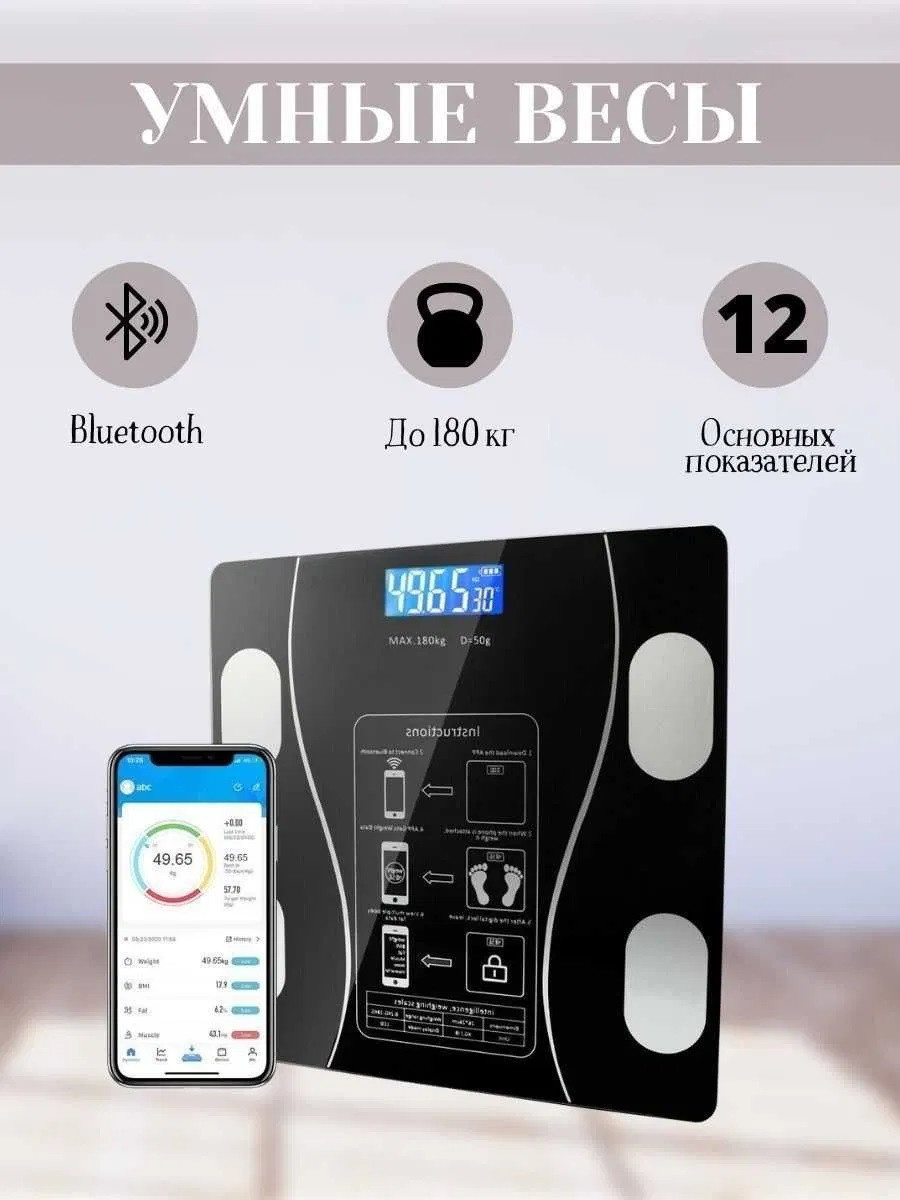 Весы напольные умные фитнес Bluetooth весы для дома A-8003 до 180 кг RSA_273 - фото 2 - id-p2139937359