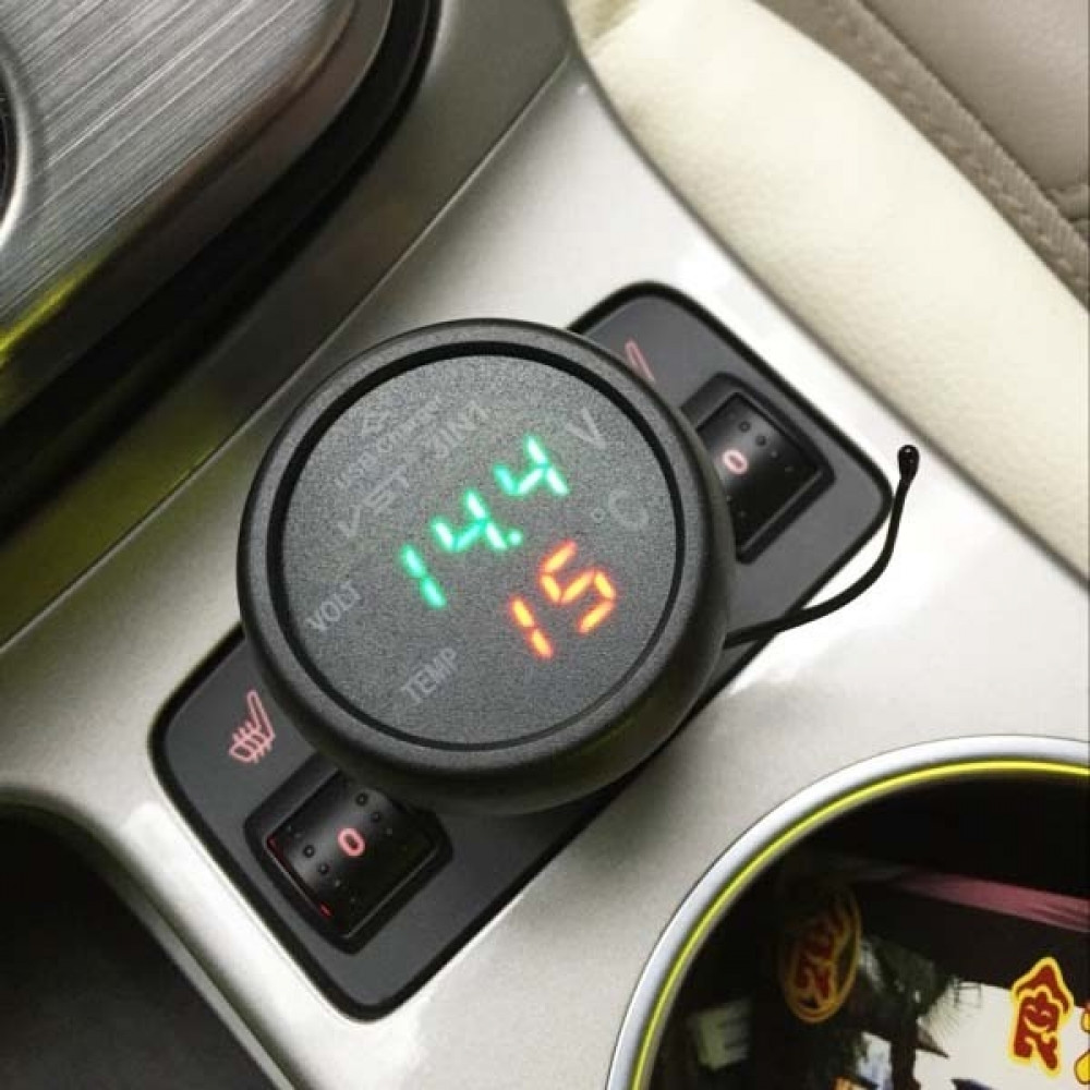 Часы термометр автомобильные измерительные универсальные + вольтметр VST 706-4 в прикуриватель + USB ( RSA_234 - фото 2 - id-p2139939939