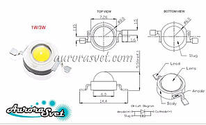 Светодиод LED 3W White. LED-діод. Светодиод LED. Діод.