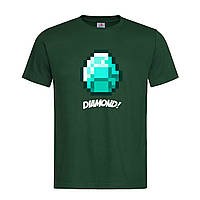 Темно-зеленая мужская/унисекс футболка Minecraft Diamond (21-21-9-темно-зелений)