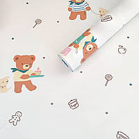 Пленка самоклейка универсальная в рулоне Медведи Детский принт Рулон 10 м ширина 45 см Бежевый для мебели