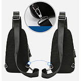 Сумка чоловіча шкіряна нагрудна. Сумка рюкзак на одне плече з натуральної шкіри Чорна, фото 6