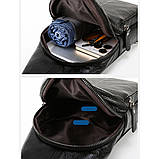 Сумка чоловіча шкіряна нагрудна. Сумка рюкзак на одне плече з натуральної шкіри Чорна, фото 7