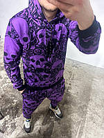 Фіолетовий спортивний костюм чоловічий молодіжний з черепами