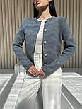 Короткий в'язаний кардиган жакет жіночий на ґудзиках (р 42-46) 409551, фото 3