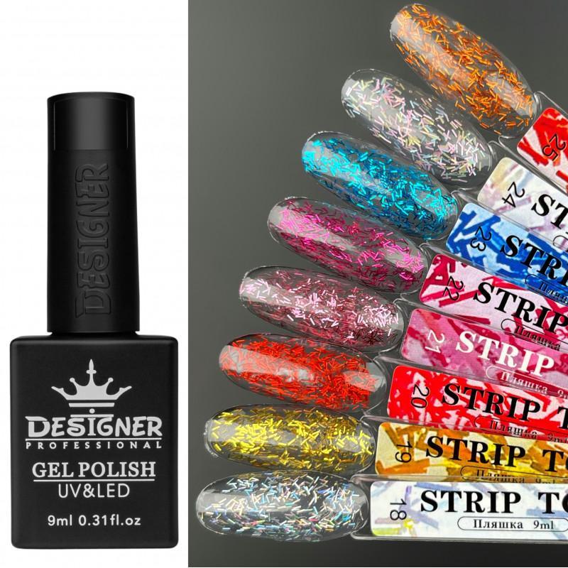 Топове покриття для нігтів із кольоровими паличками з фольги Designer Strip Top 9 мл.