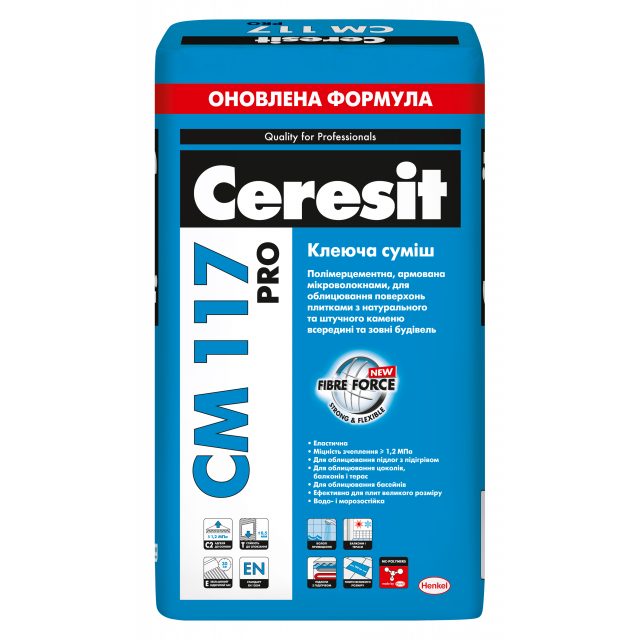 Клей еластичний для плитки Ceresit CM 117 PRO ( Церезіт СМ 117 про ) 27 кг