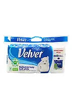 Туалетная бумага Velvet Soft White трехслойная 150 отрывов 8 рулонов / ассортимент без запаха и ромашка