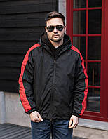 Весенняя мужская теплая черно красная куртка , стильная мужская черная водонепроницаемая ветровка